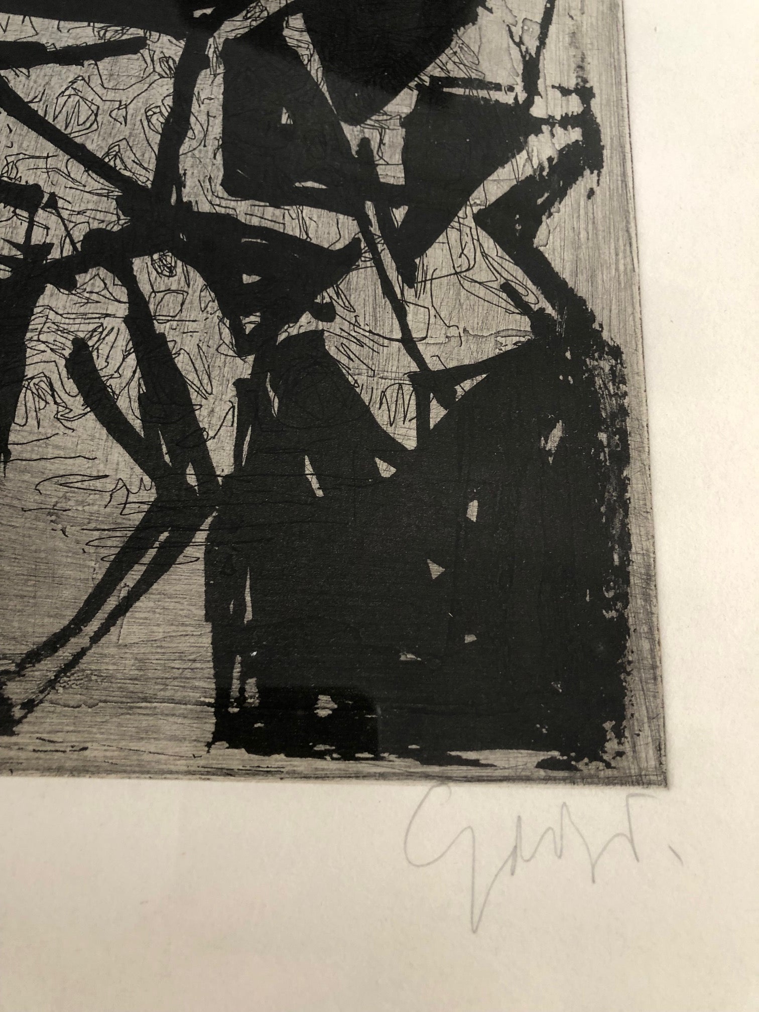 TRAIT ABSTRAIT. Composition signée 50x40cm