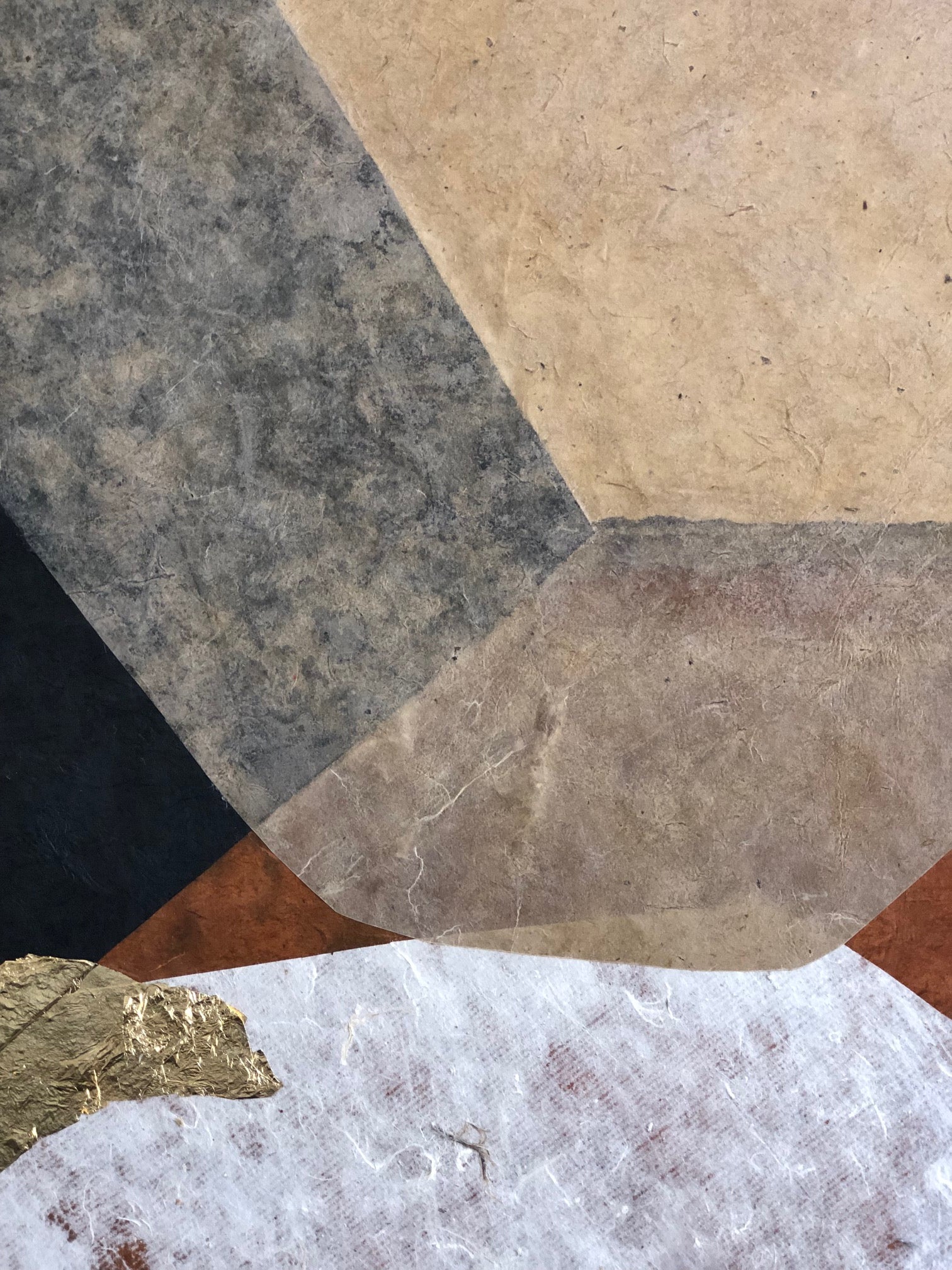 COLLECTION HB. Collage papiers & feuille d'or 100x80