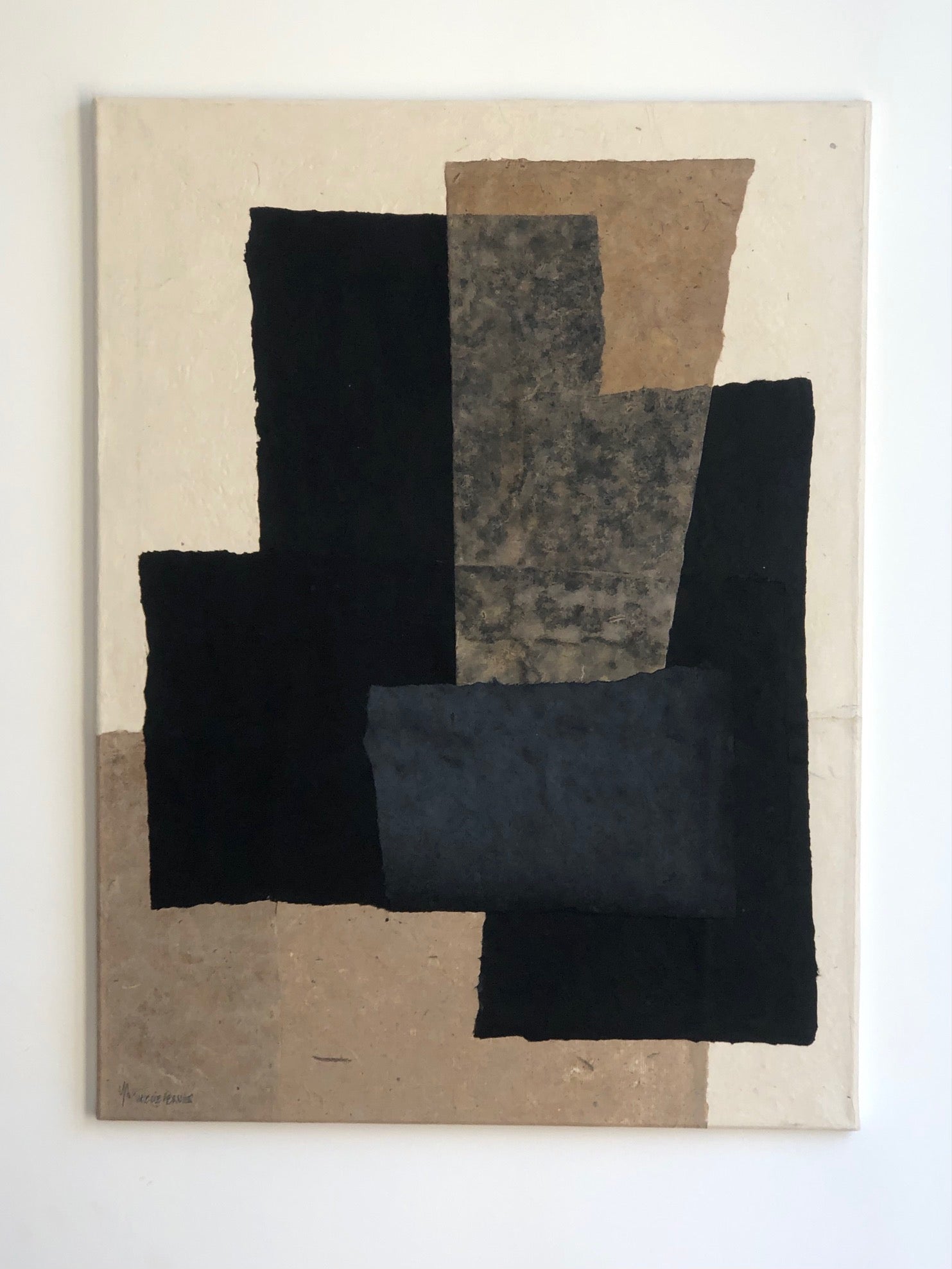 COLLECTION HB. Collage papiers & feuille d'or 80x60cm