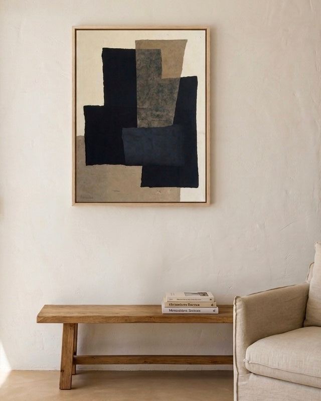 COLLECTION HB. Collage papiers & feuille d'or 80x60cm