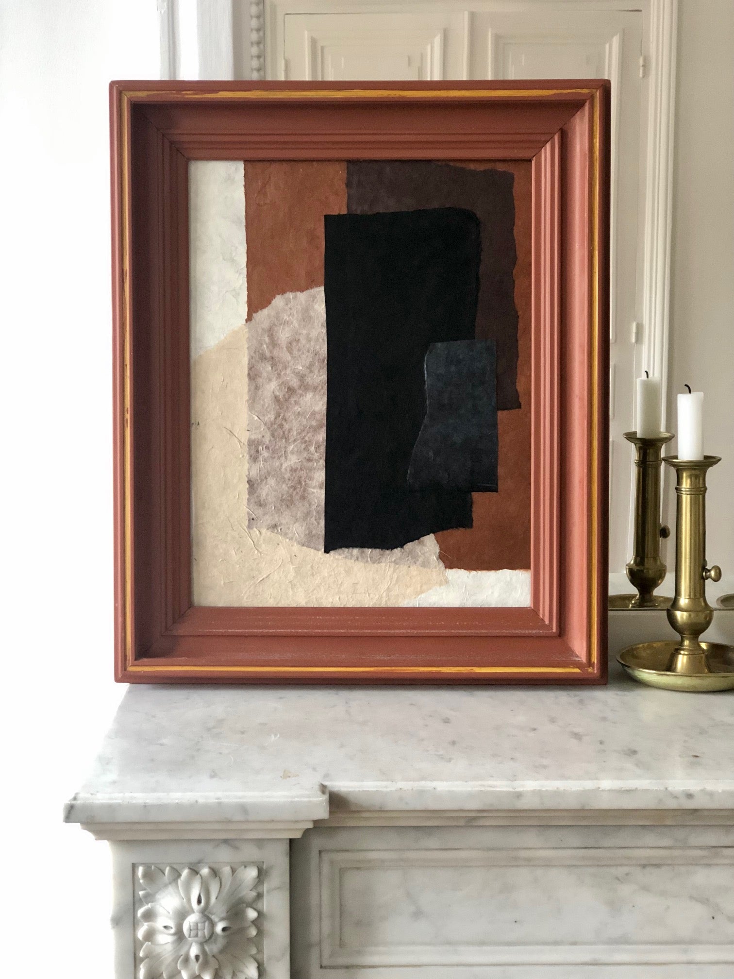 COLLECTION HB. Composition abstraite de papiers 52x42cm