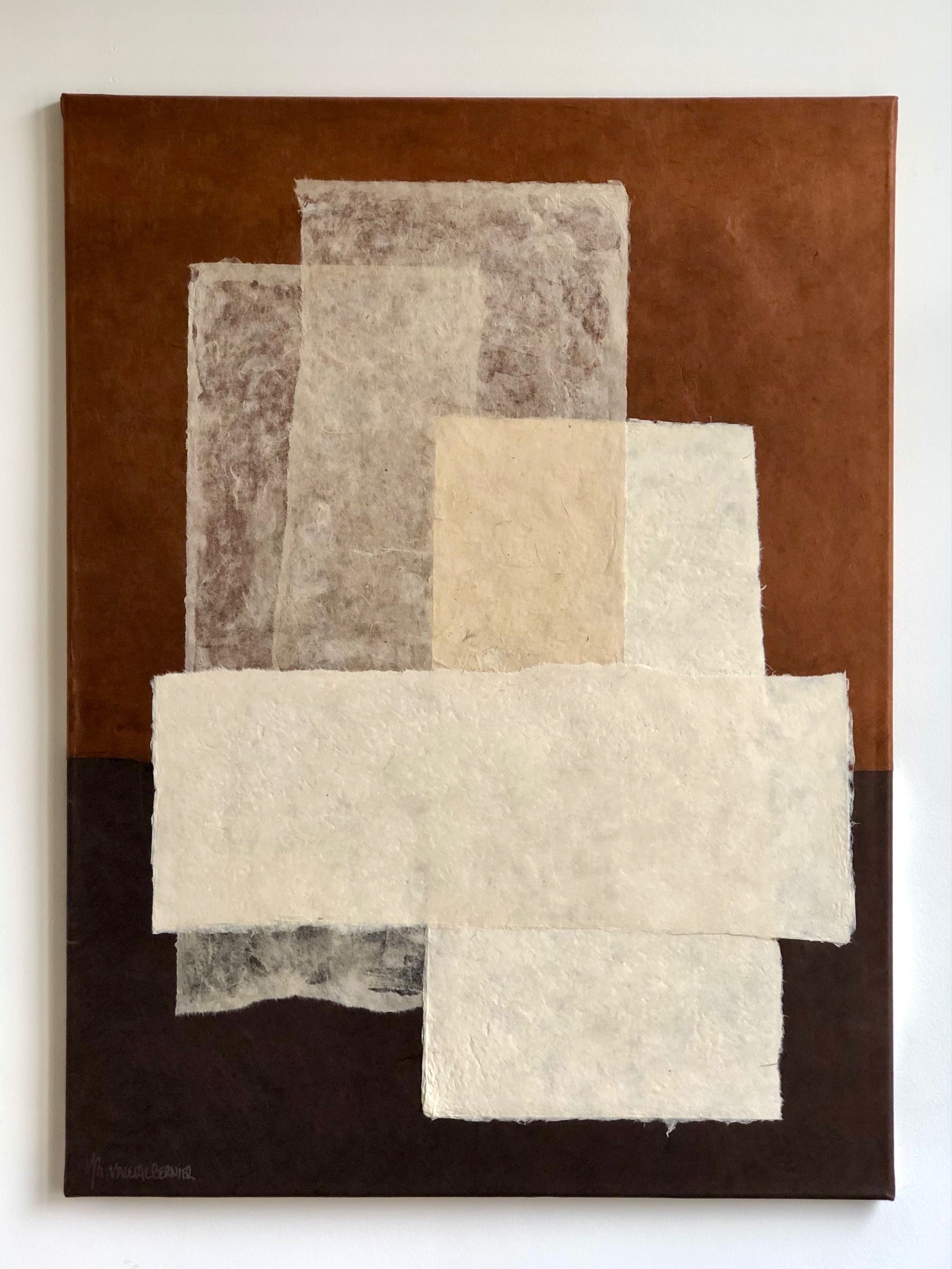 COLLECTION AHB. Composition abstraite de papiers 80x60cm
