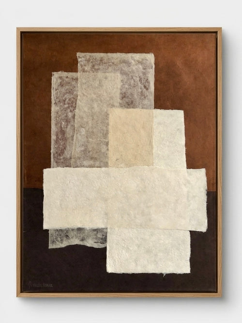 COLLECTION AHB. Composition abstraite de papiers 80x60cm