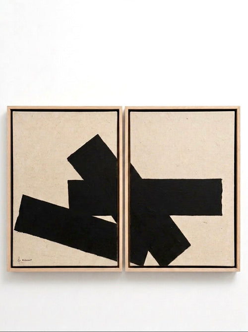 COLLECTION AHB. Diptyque Composition abstraite 105x75cm