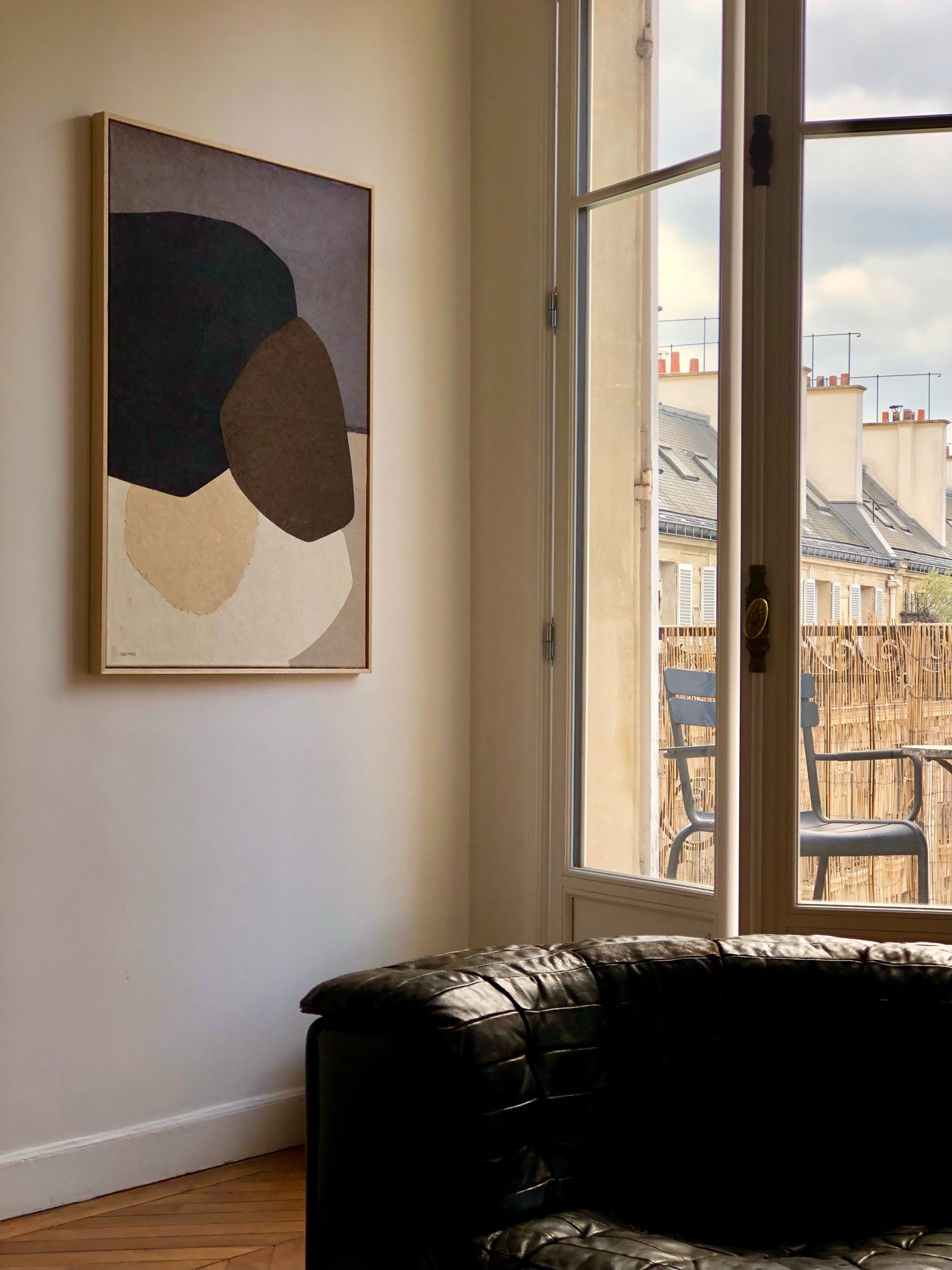 COLLECTION HB. Composition abstraite de papiers 100x70cm
